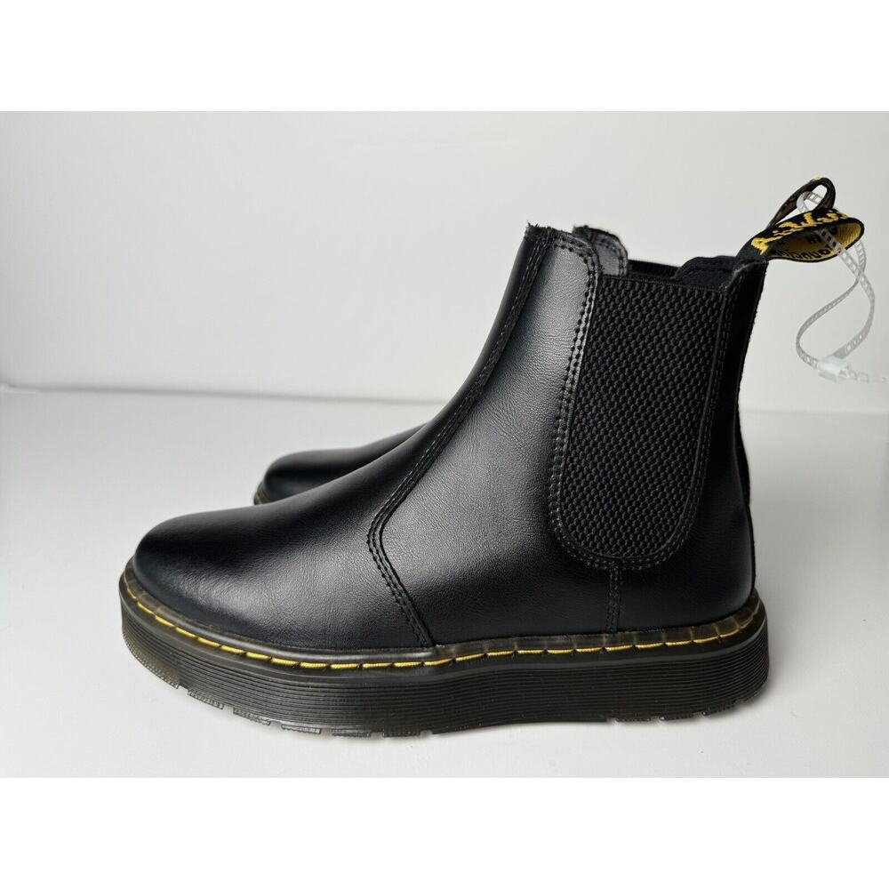 Dr. Martens Black Chelsea Ankle Boots with Yellow Stitching